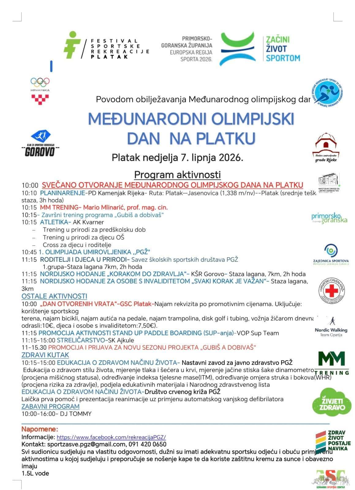Nedjelja 07.lipnja Međunarodni olimpijski dan na Platku