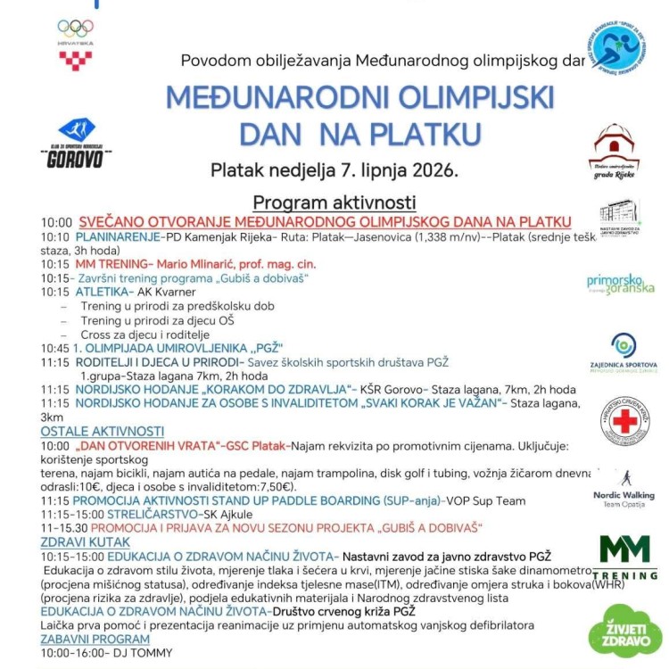 Nedjelja 07.lipnja Međunarodni olimpijski dan na Platku